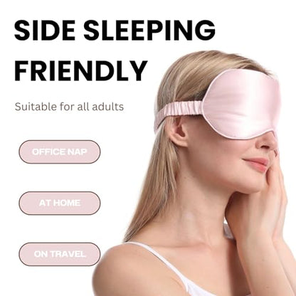 Silk Satin Sleeping Eye Mask, Pink Sleep Eye Mask Night Blindfold for Women and Men, Soft Breathable Blackout Eyeshade Eye Cover for Travel, Wedding Bridesmaid Gift - color: Pink