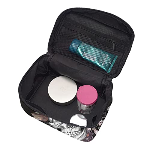 Travel Cosmetic Bag Skull Rose Toiletry Makeup Bag Pouch Tote Case Organizer Storage For Women - color: Skull Rose