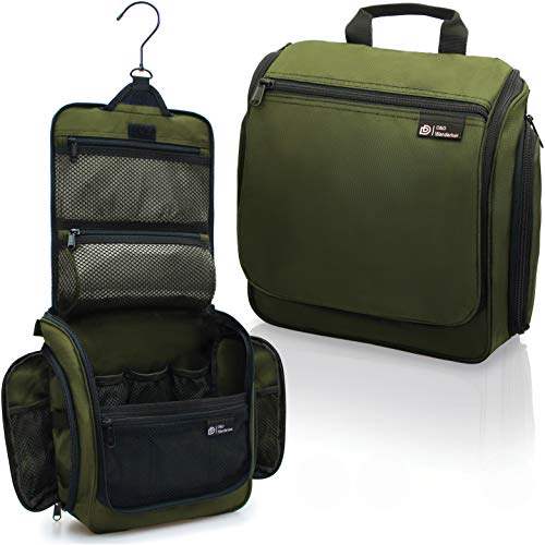 D&D Wanderlust D&D Hanging Travel Toiletry Bag for Men and Women – Cosmetics, Makeup and Toiletries Organizer Kit with 10 Compartments - color: Green