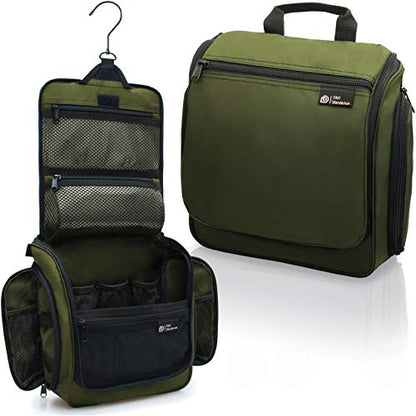 D&D Wanderlust D&D Hanging Travel Toiletry Bag for Men and Women – Cosmetics, Makeup and Toiletries Organizer Kit with 10 Compartments - color: Green