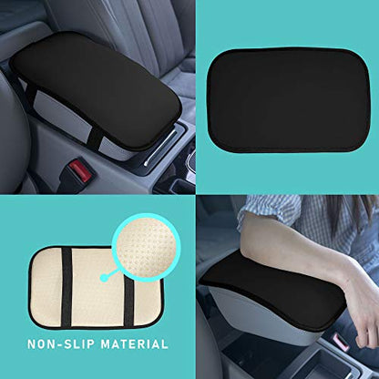 FH Group Neosupreme Black Flat Pattern Center Console Pad – Water-Resistant Armrest Cover Protector for Cars, SUVs & Trucks - color: Black, style: Console Cover (Plain)