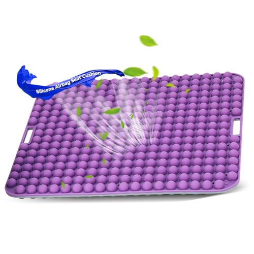 Purple Silicone Seat Cushion for Long Sitting Hours on Office & Home Chair, with 3D Non-Slip for Office Chair Cushions, Car Seats, Airplane Seat, Wheelchair Seat Cushions,Long Trips - color: Reversible Color: Purple + Black