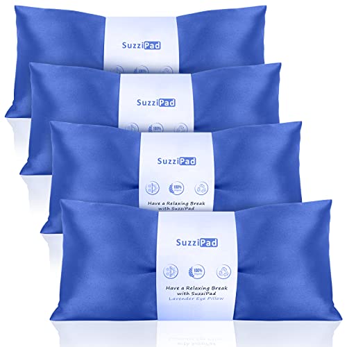 SuzziPad Lavender Eye Pillows for Relaxation with Aromatherapy, Weighted Eye Mask for Sleeping, Meditation, Hot & Cold Eye Compress for Dry Eyes, Relaxation Options for Women, Yoga Eye Pillow, 4 Pack - color: Sapphire