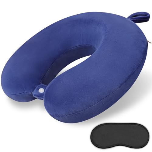 Travel Pillow Neck Pillow for Airplanes Memory Foam Neck Pillow for Traveling, Car, Home, Flight Portable Pillow for Sleeping Provide Head Neck Support Rest - color: Vivid Blue