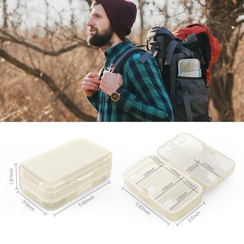 FYY Weekly Pill Organizer with Labels,8 Compartments Travel Daily Pill Case Airtight Moistureproof Large Pill Box to Hold Vitamins, Fish Oil, Supplements,Cotton Swab and Bandages-Beige - color: Beige