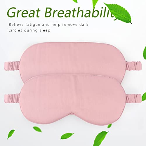 HBHLFZ Sleep Mask 2 Pack - Bamboo Viscose Fiber Sleeping Eye Mask - with Elastic Band/Headband - Comfort Sleeping Shade - for Nighttime Sleeping, Traveling & Napping（Pink） - color: Pink
