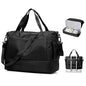 Small Black Gym Duffle Bag for Women Men with Shoe Compartment, Mini Cute Weekender Handbag Carry on Travel Bag for Airplane, Water Resistant Sports Yoga Tote Bag with Dry Wet Separated Pocket. - color: A1-Black with Shoe Compartment