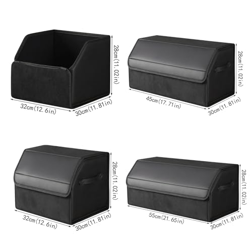 car organizers and storage for SUV,trunk organizer for sedan, leather foldable sleek box with lid,collapsible cargo bins, tool accessories containers,Collapsible Suede velvet (18 inch Covered) - size: 18 inch Covered