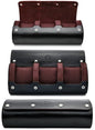 Watch Roll Case Organizer - Watch Travel Case for Men and Women - 3 Watch Carrying Case and Display - Jade Black with Mahogany Brown Interior Vegan Leather - color: Jade Black 3-watch case