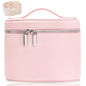 Leather Make Up Bags With Compartments, Pink Travel Cosmetic Bags for Women, Parallel Makeup Travel Bags Organizer Equipped With a Detachable Divider - color: pink