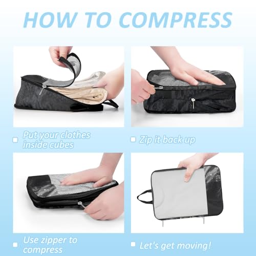 National flag Compression Packing Cubes Set (7 Piece) - 1776 flag Travel Organizer Bags Essential Bag for Clothes Shoes Cosmetics Toiletry - color: Black-9