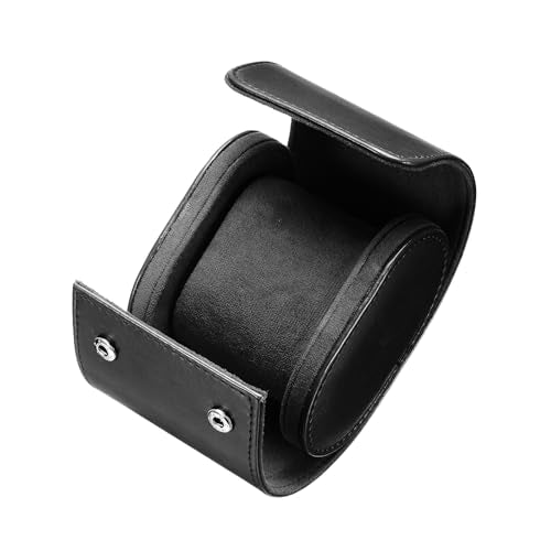 uxcell Leather Watch Travel Case Single Watch Roll Storage Box Organizer for Men Women Watch Holding Storaging Displaying, 1 Slot, Black - color: Black, size: 10x7.5x7 cm