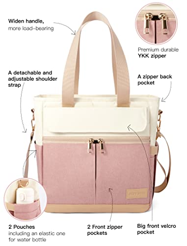 JOYHILL Lunch Bag for Women, Lunch Tote Leakproof Insulated Lunch Box with Shoulder Strap, Adult Reusable Lunch Cooler Tote Bags for Work Picnic Camping Beach (A-PINK) | Leakproof Insulated, Shoulder Strap, Reusable Cooler Tote, For Work Picnic Camping Be