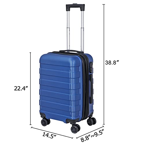 SUPER DEAL Spinner Luggage 21 Inch Hardside Expandable Suitcase Travel Carry On Luggage with 360° Swivel Wheels and Height Adjustable Handle, Blue - color: Blue