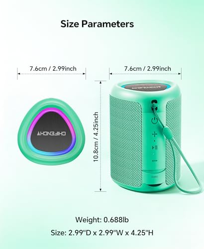 Portable Bluetooth Speaker Beach Essentials: Powerful Crystal Clear Sound/Dynamic Light/IPX5 Waterproof/All Day Playtime/Wireless BT 5.3/TWS Paring, Dad Gifts, Outdoor|Travel|Camping|Pool Accessories - color: Teal