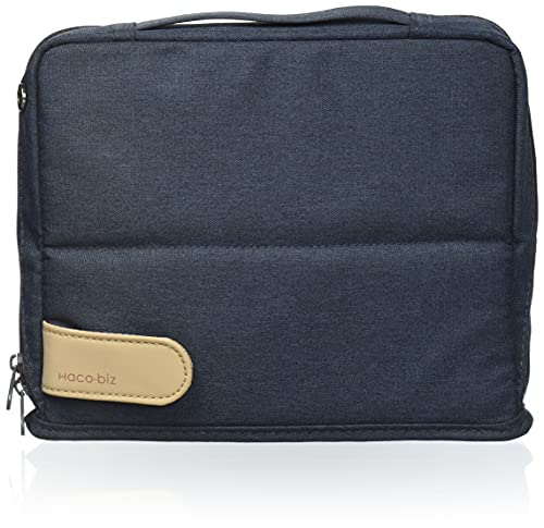 KOKUYO Pencil Case Pouch, Haco-Biz Standing Pen Pouch Bag, Foldable Stand up Pencil Holder Organizer, Large Capacity Portable Pencil Box for Office Supplies, Navy x Khaki (KAHA-HB11B) - color: Navy x Khaki