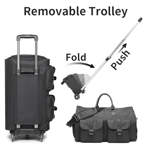 seyfocnia Rolling Garment Bag,Rolling Duffle Bag with Wheels Rolling Garment Bags for Travel with Shoe Pouch Carry On Bag Weekender Bags Garment Duffel Bag for Men or Women-Grey - color: A2-Grey-2P
