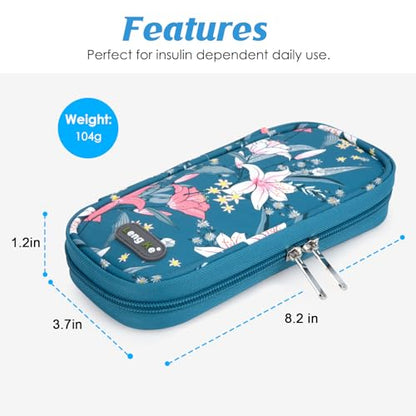 YOUSHARES Insulin Cooler Travel Case TSA Approved Medication Diabetic Supplies Cooler For Travel Refrigerated Medicine Organizer Bag With 2 Ice Pack - color: Lily