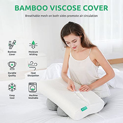UTTU Cervical Pillow for Neck Pain Relief, Memory Foam Neck Pillow for Sleeping, Adjustable Orthopedic Sandwich Pillow, Contour Cooling for Side Back Stomach Sleeper, King(27.6"×15.7"×5.2"/4.5") - size: King Size