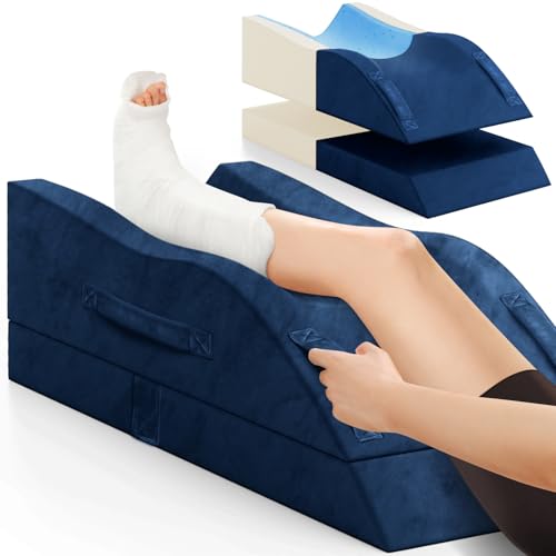 TranquilRelax Leg Elevation Pillows, Wedge Pillow for After Surgery Or Rest, Memory Foam Leg Support Adjustable, Back Knee Hip Ankles Pain Relief, Knee Pillow for Sleeping Blood Circulation Blue - color: Blue, size: Single Leg