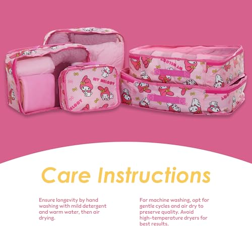Sanrio's Hello Kitty Packing Cubes - 5 Piece Packing Cube Bags - Travel Essentials - Suitcase Luggage Organizer Set - Hello Kitty and Friends, My Melody, Kerromi, Kerropi, Badtz-Maru (My Melody) - color: Pink
