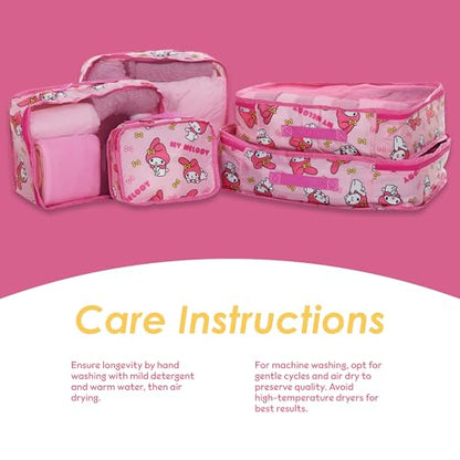 Sanrio's Hello Kitty Packing Cubes - 5 Piece Packing Cube Bags - Travel Essentials - Suitcase Luggage Organizer Set - Hello Kitty and Friends, My Melody, Kerromi, Kerropi, Badtz-Maru (My Melody) - color: Pink