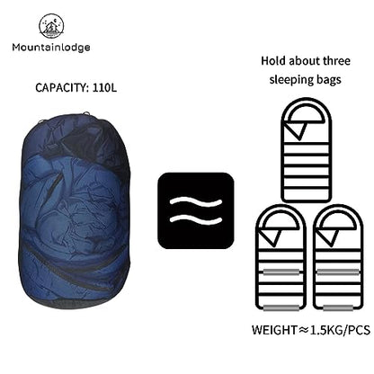 MOUNTAINLODGE Storage Sack for Sleeping Bag 110L Polyester and Mesh Extra Large Capacity for Sleeping Bag Hiking,Travelling and Camping