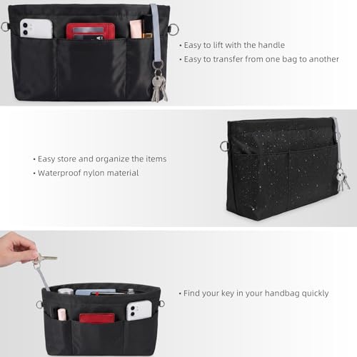 VANCORE Purse Organizer Insert for Handbags,Tote Bag Organizer Insert with Zipper Bag,Premium Handbag Organizer Inside Liner for Women - color: Black, size: Small