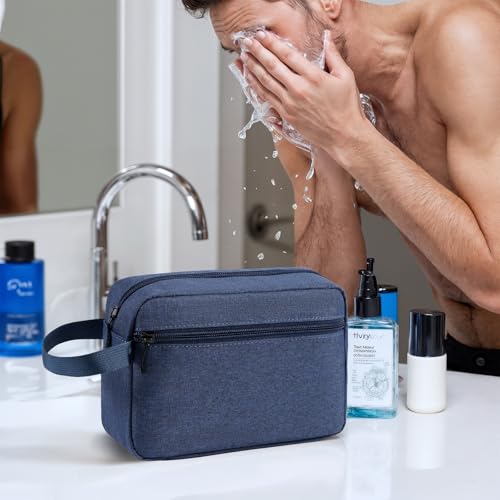 Travel Hanging Toiletry Bag with Carry Handle - Water-Resistant Small Cosmetic Organizer for Men & Women, Makeup, Shaving Kit, Gym & Travel Essentials (Blue) - color: Blue