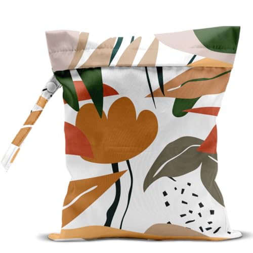 Wet Bag, Wet Dry Bag, Wet Bag for Swimsuit, Travel, Beach, Pool, Diapers, Dirty Yoga Gym Clothes, Makeup Bag, Waterproof Tropical Palm Leaves Decor Jungle Palm Leaf Favors - color: multicolour238