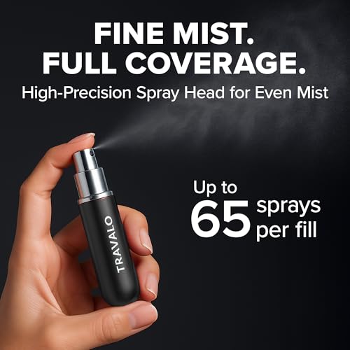 Travalo Classic HD Perfume Atomizer - Leak-Proof and TSA Approved for Air Travel - Reusable, Airtight, Easy-Fill Mini Pump Sprayer - Lightweight, Elegant Design w/Volume Window - Black 0.17oz - color: Black