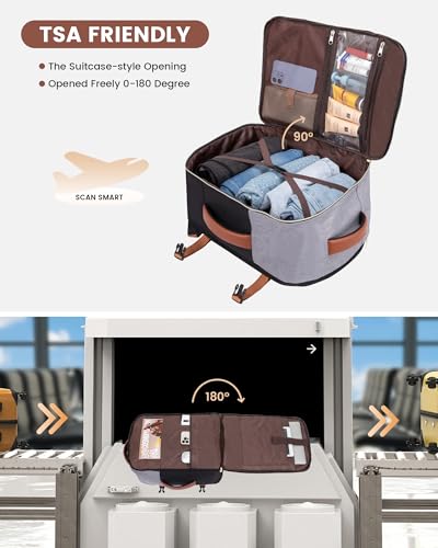 LOVEVOOK 40L Large Travel Backpack for Women, Flight Approved, Waterproof, TSA Compliant, Fits 17.3'' Laptop, 17 Pockets, 3 Packing Cubes - color: Grey-black-brown, size: 40L-17.3 Inch-4Pcs