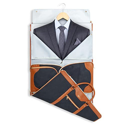 Garment Bag for Travel, Convertible Carry-On Duffel with Shoe Compartment, Waterproof & Wrinkle-Free Suit Carrier for Business Trips & Weekend Getaways, Foldable & Lightweight - color: Brown
