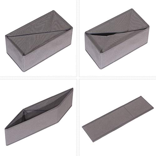 DIOMMELL 6 Pack Foldable Cloth Storage Box Closet Dresser Drawer Organizer Fabric Baskets Bins Containers Divider for Clothes Underwear Socks Lingerie Clothing, M Grey 00-0600 - color: Grey