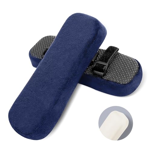 ZNCMRR 2 Pack Office Chair Armrest Pads Covers with Memory Foam Elbow Pillow for Forearm Pressure Relief, Black Arm Rest Covers for Office Chairs, Wheelchair, Comfy Gaming Chair(Blue) - color: Blue