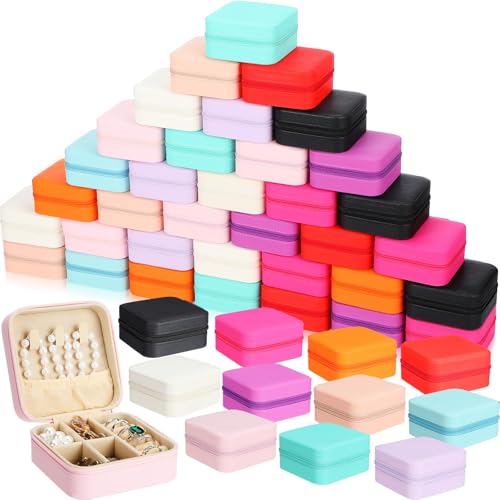 Batiyeer 50 Pcs Small Jewelry Travel Case Bulk Jewelry Organizer Wedding Bridesmaid Proposal Return Favor Graduation Gift(11 Colors) - color: 11 Colors