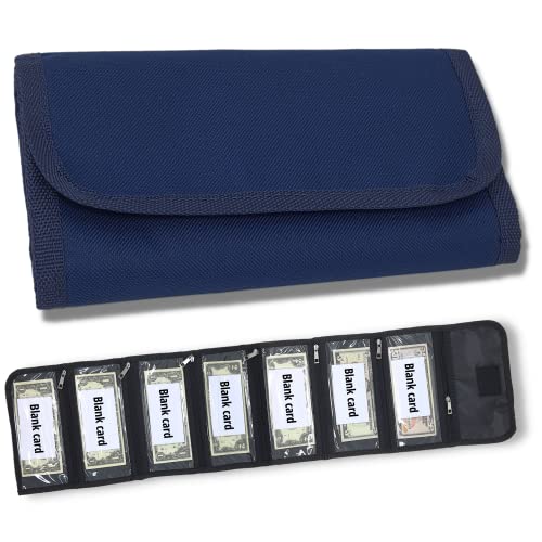 Money organizer for cash 7 slots money holder with blank card, Cash holder wallet organizer for Budgeting, Traveling, Saving, Receipts, Coupons and Tips (Navy blue) - color: Navy blue