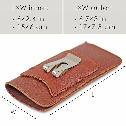 Orsus Soft Glasses Case with Belt Clip & Card Pocket, PU Leather Eyeglass Sunglasses Case Pouch Felt Lining - color: Brown