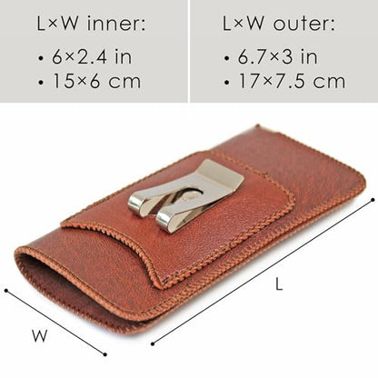Orsus Soft Glasses Case with Belt Clip & Card Pocket, PU Leather Eyeglass Sunglasses Case Pouch Felt Lining - color: Brown