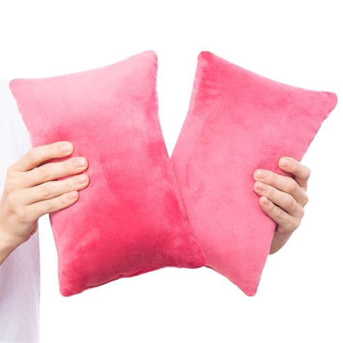 1 MIDDLE ONE 2 Pack Small Pillow, Memory Foam Mini Pillow 11 X 7 Inches for Travel, Sleeping, Nap and Neck, Knee, Lumbar Support, Tiny Cushion for Pet, Dogs (Red) - color: Red, size: 11x7 inch