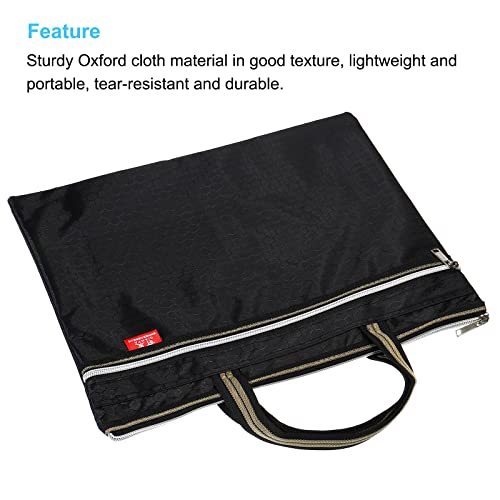 PATIKIL Waterproof Zipper File Bag, Documents Books Tools Storage Zip Pouch for Office Travel, Black - color: Black