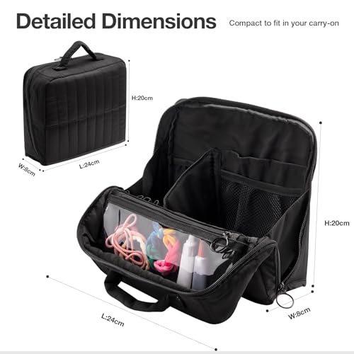 Abiudeng Standing Travel Makeup Bag Stand up Make up Bag Travel Toiletry Bag with Multiple Compartments Large Capacity for Women Business Trips Fitness and Daily Commutes (Black) - color: Blcack