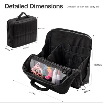Abiudeng Standing Travel Makeup Bag Stand up Make up Bag Travel Toiletry Bag with Multiple Compartments Large Capacity for Women Business Trips Fitness and Daily Commutes (Black) - color: Blcack