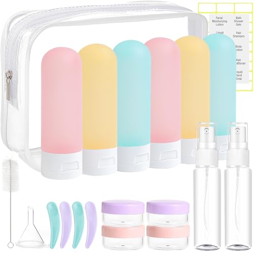 DEWSENSI 20 Pack Travel Bottles Set for Toiletries TSA Approved, Leak Proof Travel Size Containers Kit Portable Refillable Travel Accessories for Shampoo Conditioner Lotion Liquids - color: multi-color B