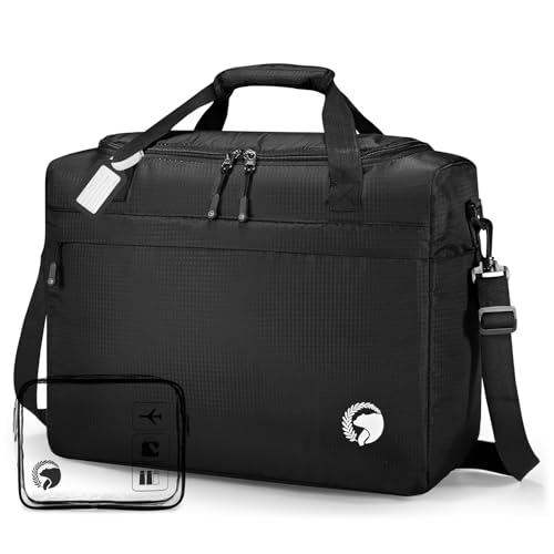 40x30x15cm Personal Item Travel Bag 16x12x6 inch Lightweight Gym Bag Foldable Duffle Bag Mens Water-resistant Weekender Bags for Women for Overnight Hospital Carry on Bags for Airplanes Black - color: Black