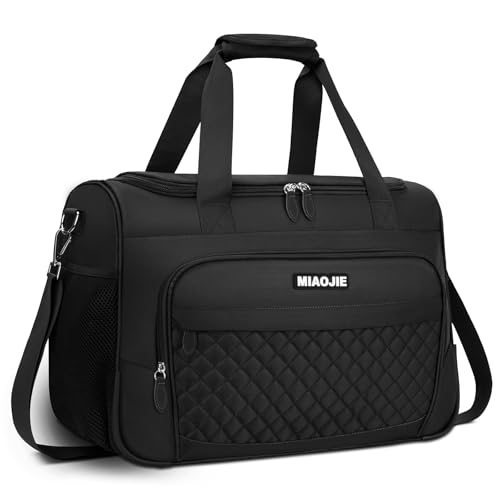 Travel Duffle Bag for Women, Underseat Carry On luggage Bag Foldable Overnight Weekender Hospital Bag Lightweight Airplanes Personal Item Travel Tote Bag for Women Birthday Gifts, 18IN Black - color: Black, size: 18IN