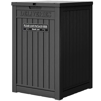 LHBGO Package Delivery Box for Outside, 48 Gallon Storage with Lockable Secure, Large Resin Outdoor Package Drop Container - color: Black