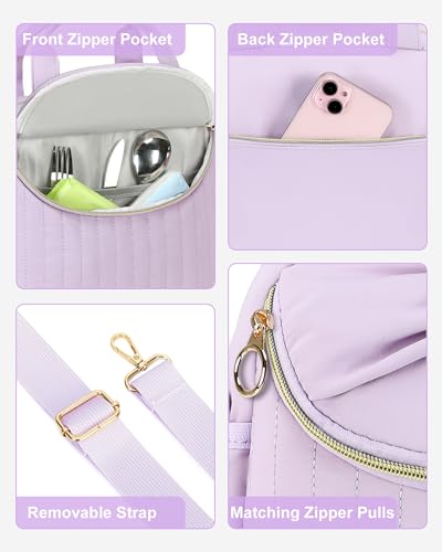 Bluboon Lunch Bag for Women, Insulated Lunch Tote with Shoulder Strap, Cute Large Lunch Box for Work, Teacher Nurse Lunch Cooler Bag for Office, Picnic, Travel (Purple) - color: Purple
