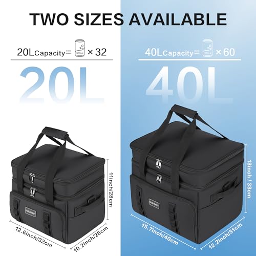 Hulongo Insulated Soft Cooler Bag, Large Ice Coolers Soft Sided Ice Chest for Beach, Collapsible and Portable - color: black (30 CAN Medium)
