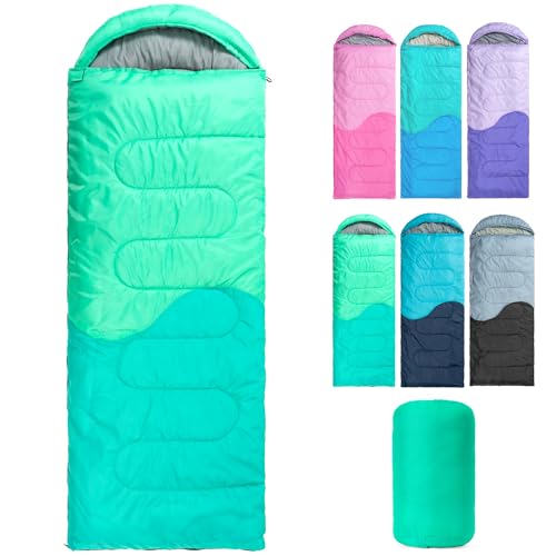 Sleeping Bag - 3 Seasons for Adults Kids Boys Girls Camping Hiking - Warm Cold Weather Lightweight Portable with Compression Bag for Backpacking in Spring, Summer, Fall and Winter - color: 3 lbs-Green